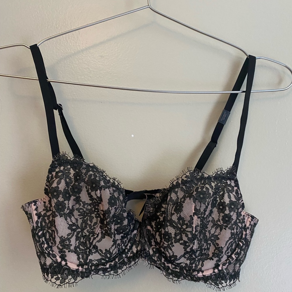 Victoria's Secret Black and Pink Lace Bra